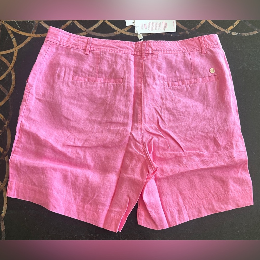 NWT Lilly Pulitzer Aldora Linen Shorts in Confetti Pink, Size 14, 7” Inseam - Picture 5 of 5